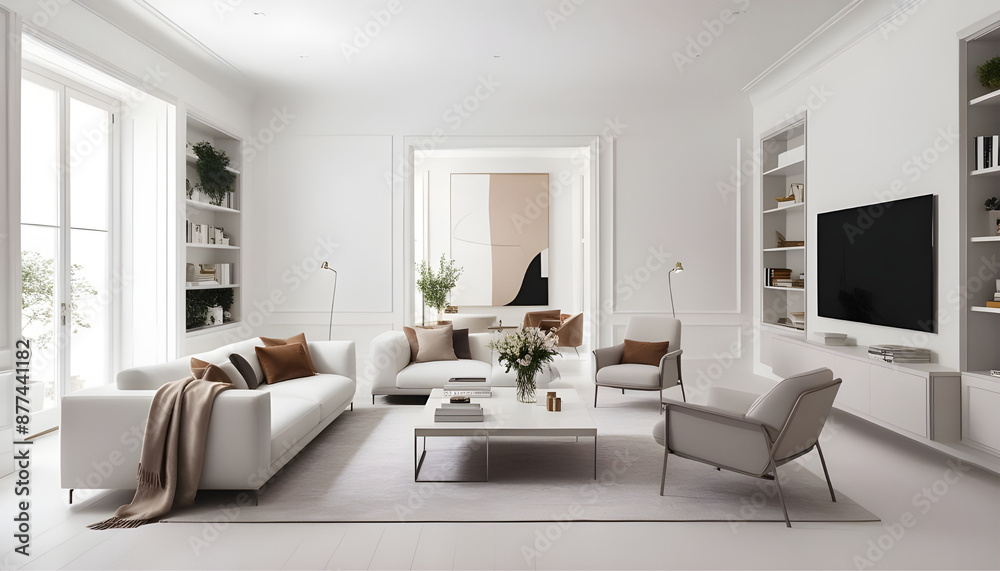 3D Render Living room Modern Interior with house lighting background 3D Render Living room Modern Interior with house lighting background