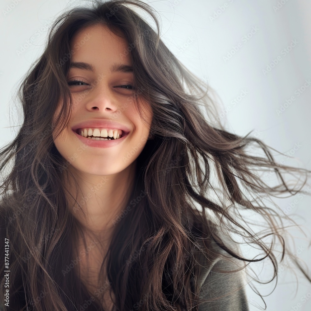 Portrait of beautiful woman with long dark hair, isolated on white background Portrait of beautiful woman with long dark hair, isolated on white background