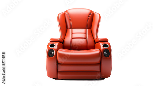 red leather armchair isolate transparent background PNG