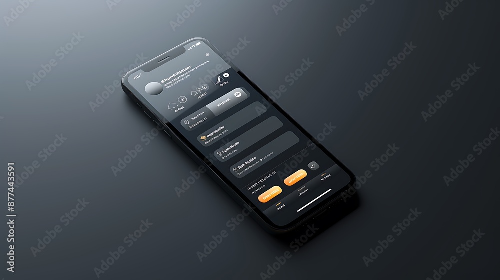 A professional mockup of a sleek smartphone screen displaying a stylish app interface, perfect for showcasing digital designs, captured in stunning A professional mockup of a sleek smartphone screen displaying a stylish app interface, perfect for showcasing digital designs, captured in stunning