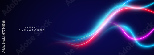 Abstract futuristic background with neon glowing lines. Vector illustration.	
