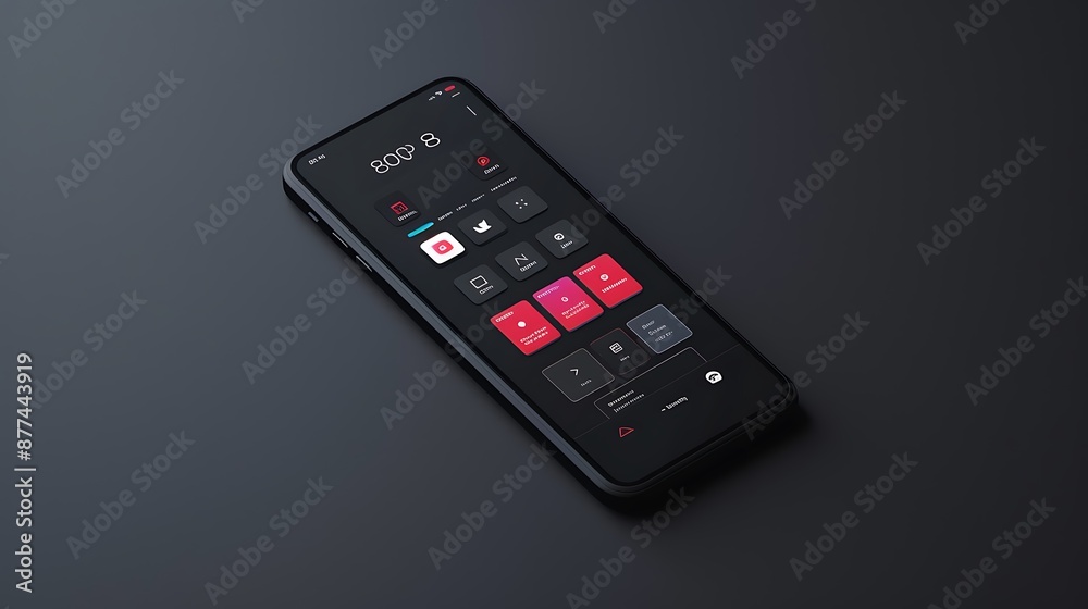 A professional mockup of a sleek smartphone screen displaying a stylish app interface, perfect for showcasing digital designs, captured in stunning A professional mockup of a sleek smartphone screen displaying a stylish app interface, perfect for showcasing digital designs, captured in stunning