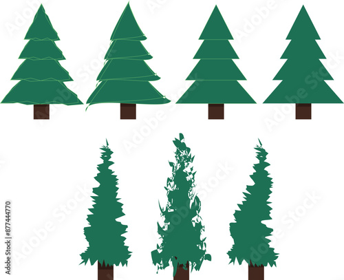 Collection of Christmas trees. Vector illustration.