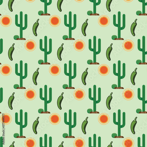 Mix of Cacti Seamless Vector Pattern Design