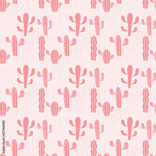 Monochrome Cactuses Seamless Vector Pattern Design