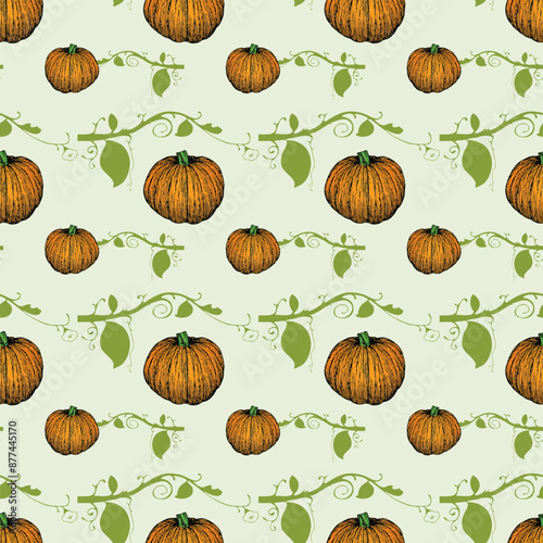 Pumpkin Season Seamless Vector Pattern Design