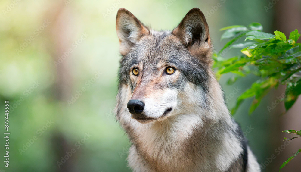 Staring into the yellow ember eyes of a male wolf animal portrait and wild life conservatory Staring into the yellow ember eyes of a male wolf animal portrait and wild life conservatory