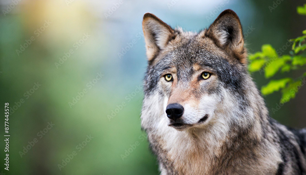 Staring into the yellow ember eyes of a male wolf animal portrait and wild life conservatory Staring into the yellow ember eyes of a male wolf animal portrait and wild life conservatory