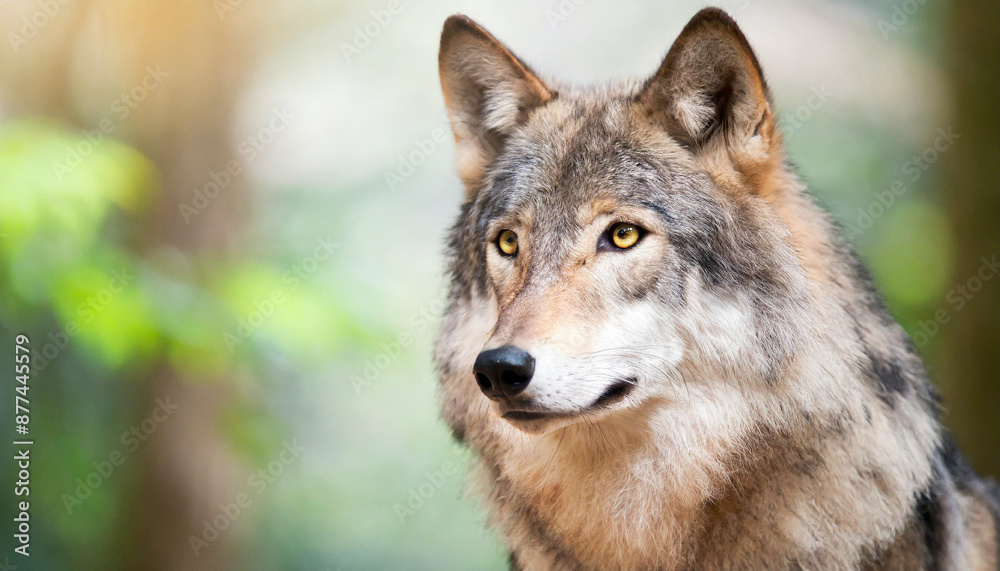 Staring into the yellow ember eyes of a male wolf animal portrait and wild life conservatory Staring into the yellow ember eyes of a male wolf animal portrait and wild life conservatory