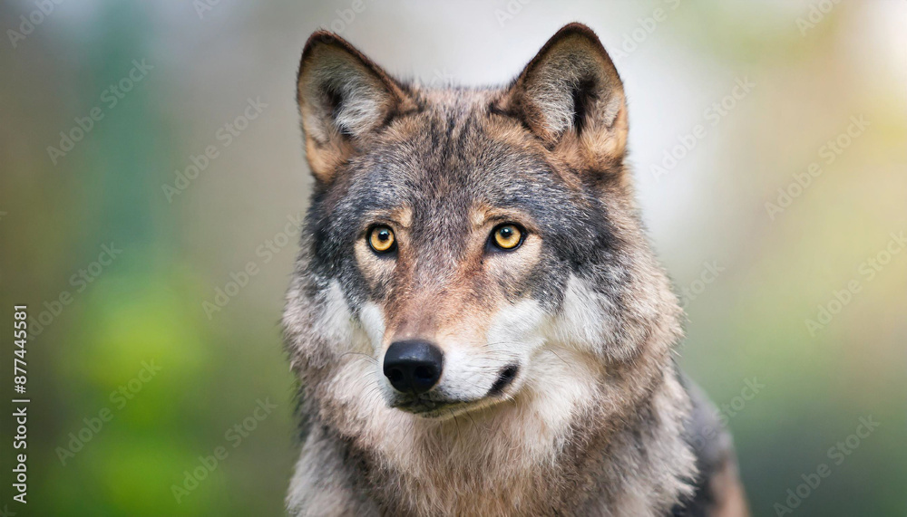 Staring into the yellow ember eyes of a male wolf animal portrait and wild life conservatory Staring into the yellow ember eyes of a male wolf animal portrait and wild life conservatory