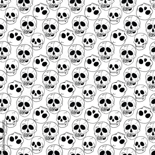 Spooky Skulls Seamless Vector Pattern Design