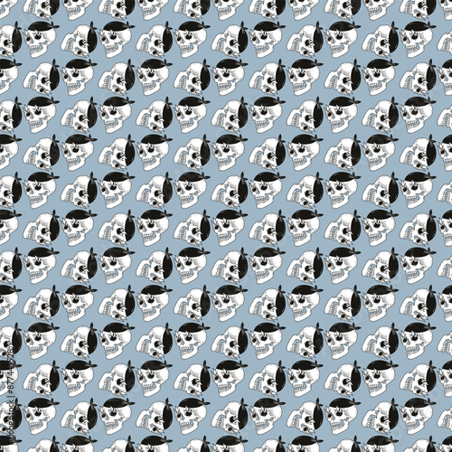 Smoking Skulls Seamless Vector Pattern Design