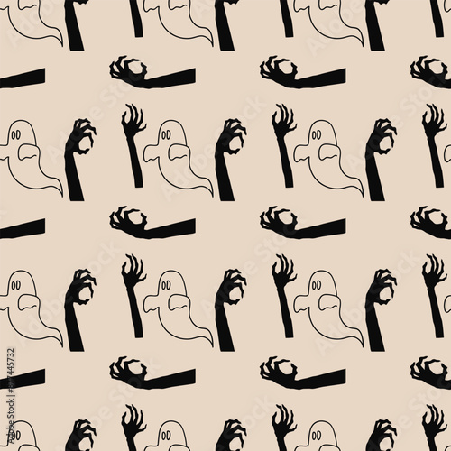 Zombie Hands Seamless Vector Pattern Design