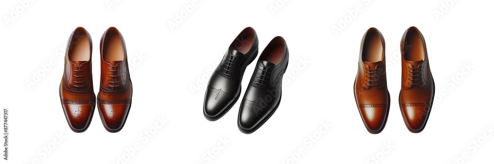 Set of classic formal occasion shoes, isolated over on transparent white background Set of classic formal occasion shoes, isolated over on transparent white background