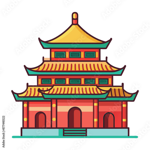 Buddhist monastery temple Buddhism emblem home with a pagoda Vector Religion construction
