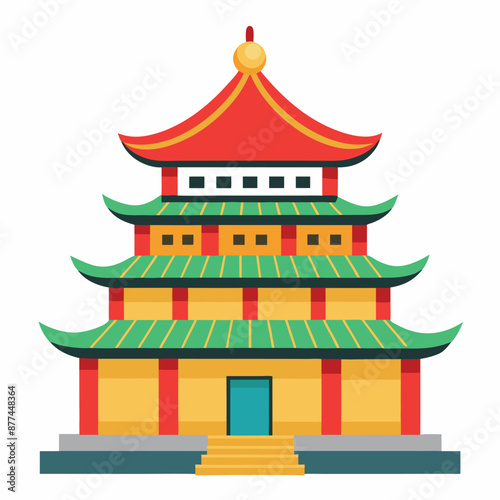 Buddhist monastery temple Buddhism emblem home with a pagoda Vector Religion construction
