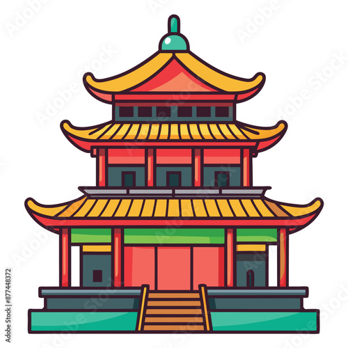 Buddhist monastery temple Buddhism emblem home with a pagoda Vector Religion construction
