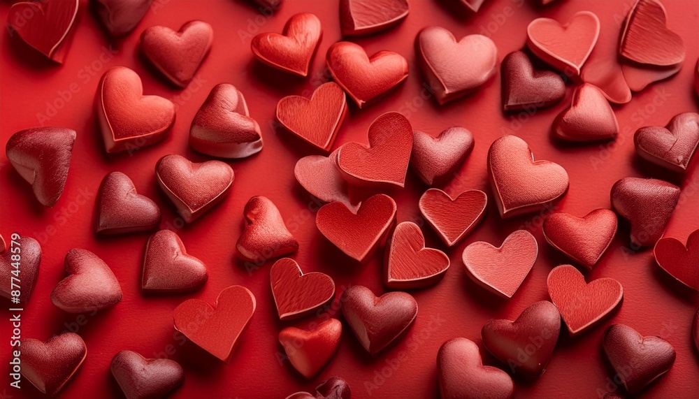 red convex hearts of different sizes on a red background. Valentine's day concept
red convex hearts of different sizes on a red background. Valentine's day concept