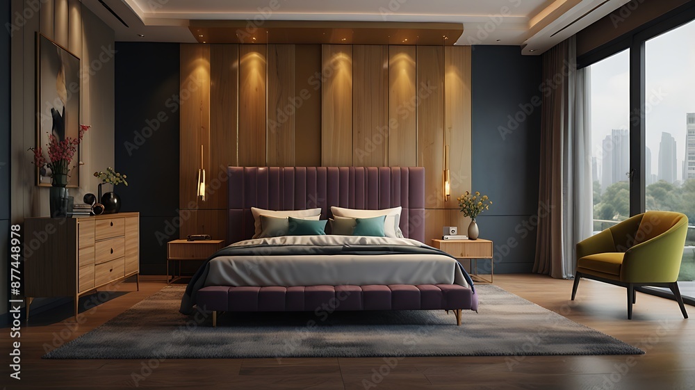 Modern Property Home luxury interior Bedroom. Design with Beautiful Decoration wall, Interior mockup with house background. Modern Property Home luxury interior Bedroom. Design with Beautiful Decoration wall, Interior mockup with house background.