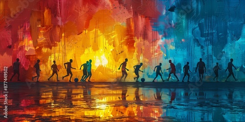 Urban Sunset Soccer Game, generative ai