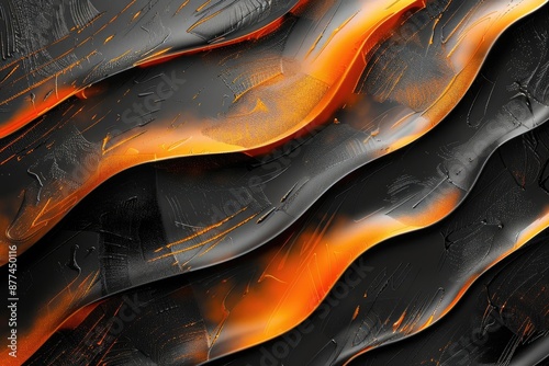 Black and orange abstract background with a metallic texture