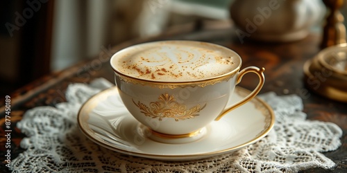 Elegant Vintage Latte Presentation, generative ai