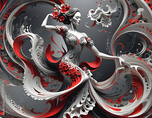 A Spanish dancer as a porcelain sculpture