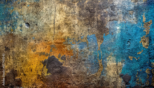 grunge metallic surface with rusty patterns, showcasing a weathered and textured abstract background in various colors for a vintage aesthetic.