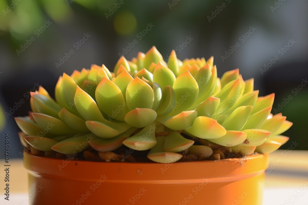 Obraz premium Drought-tolerant Succulent plant sunny cover. Ornamental closeup. Generate Ai