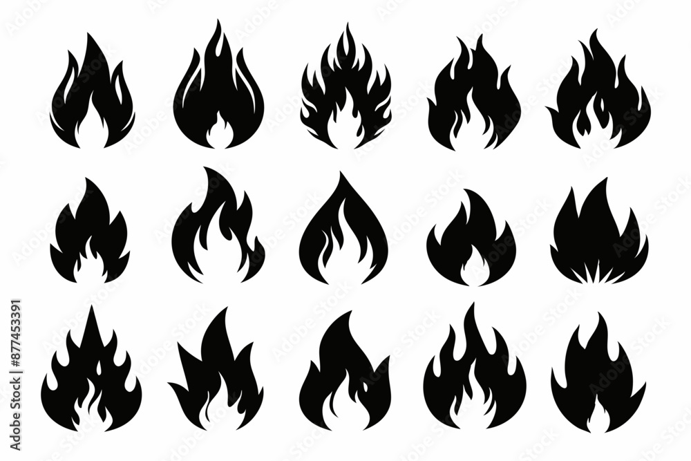 Fire icon vector set, Fire flame icons bundle Fire icon vector set, Fire flame icons bundle