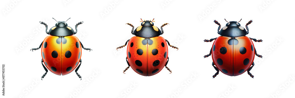 Fototapeta premium ladybug insect bug beetle ladybird set of against Transparent background
