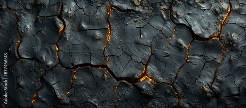 Visualize a charred wooden surface with glowing embers and cracks post fire incident photo