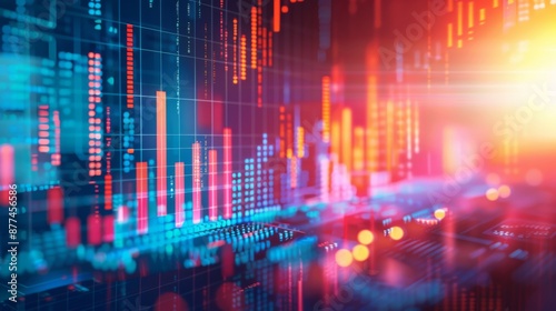 Wallpaper Mural Abstract financial background with blurred stock market graphs and data analysis. Torontodigital.ca