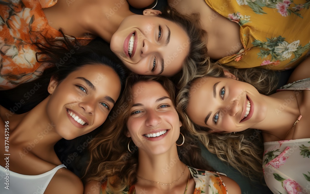 Obraz premium Group of Friends Smiling Outdoors
