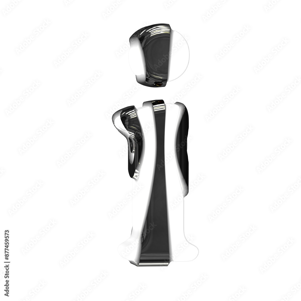 White 3d symbol with black thick straps. letter i White 3d symbol with black thick straps. letter i