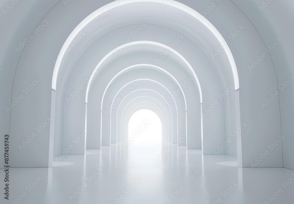 Minimalist White Archway with Bright Light and Futuristic Design Minimalist White Archway with Bright Light and Futuristic Design