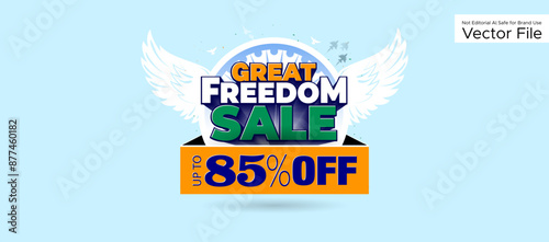 Tricolor Great freedom sale upto 85% off deal discount. India independence day background.