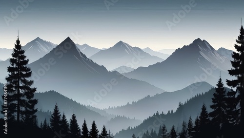 Landscape illustration anime style background, Generative Ai