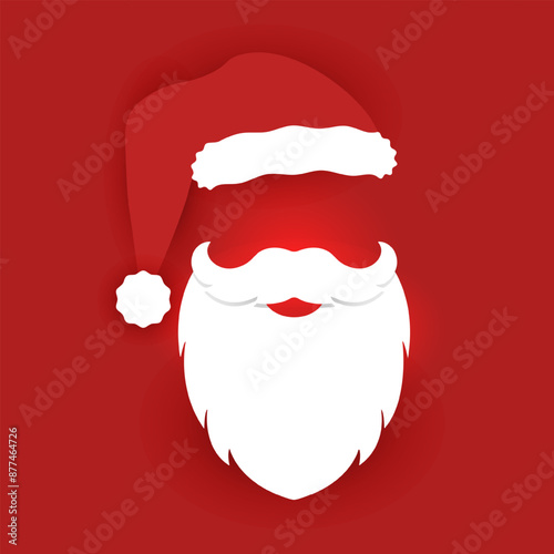 Brutal Santa in Paper Cut style on a red background.
