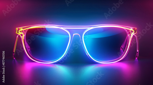 Glowing neon sunglasses icon in high definition © Rabil