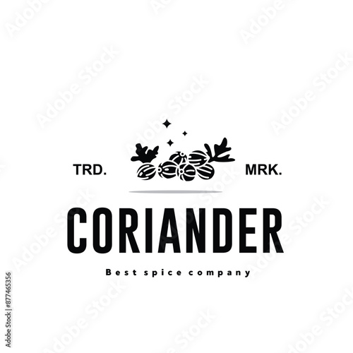 illustration of the coriander spice logo icon, coriander kitchen spice for the cooking industry	
