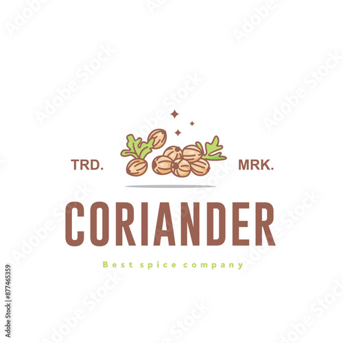 illustration of the coriander spice logo icon, coriander kitchen spice for the cooking industry	
