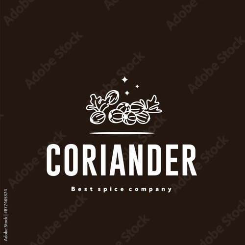 illustration of the coriander spice logo icon, coriander kitchen spice for the cooking industry	
