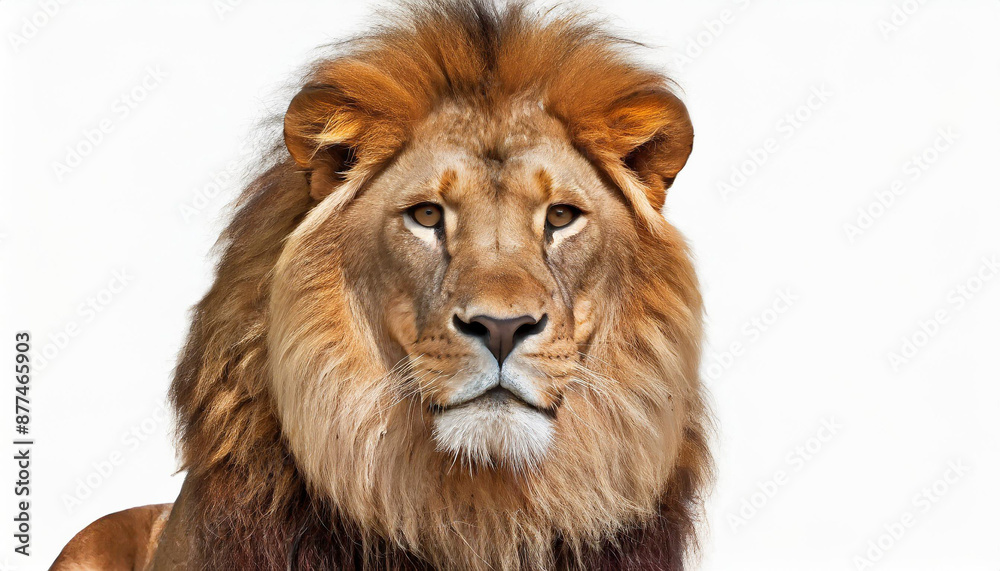  lion four and a half years old stands in front of a white backdrop