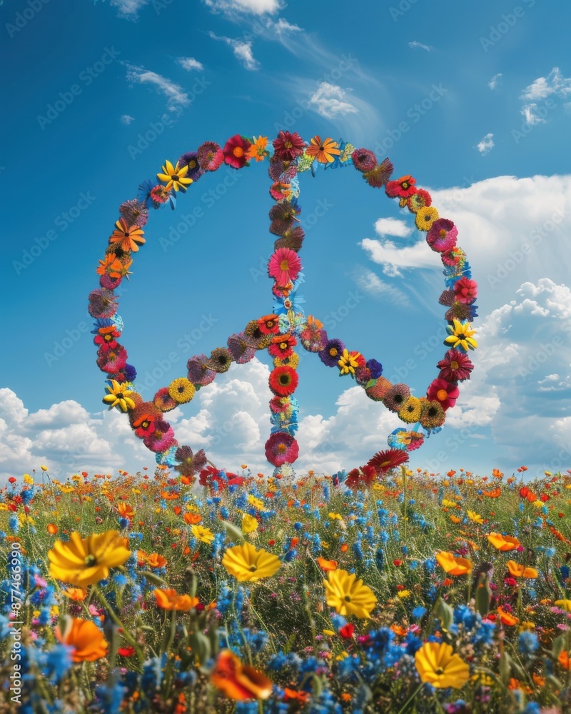© Josué - Peace Symbol Made of Flowers in a Field for International Day of Peace © Josué - Peace Symbol Made of Flowers in a Field for International Day of Peace