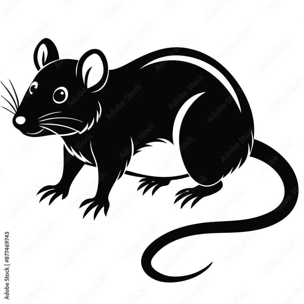 Obraz premium Rat Silhouette, Rat Isolated On White Background