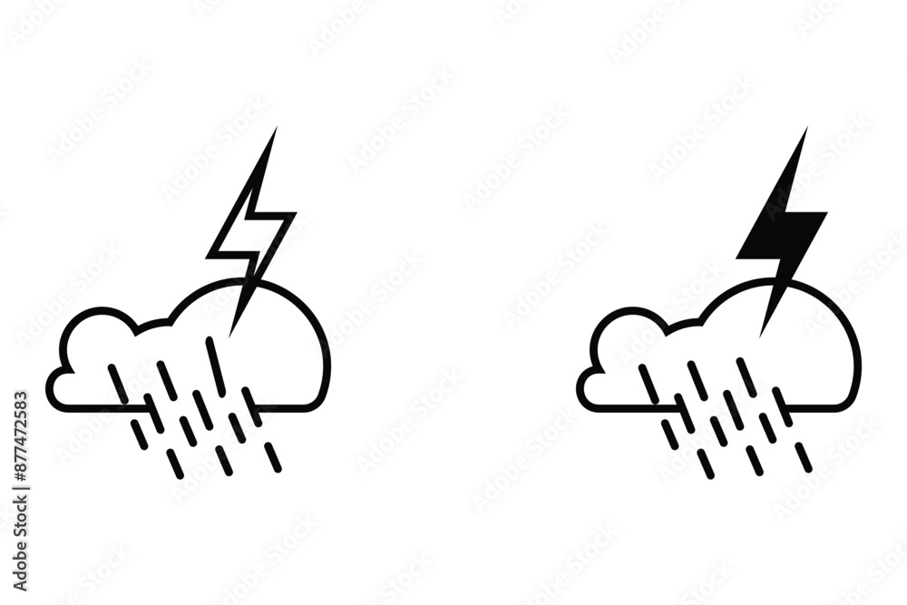 Rainstorm icon in vector on white background Rainstorm icon in vector on white background