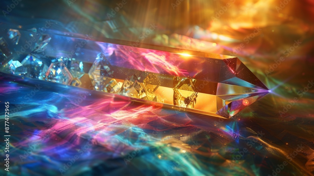 light passing through a crystal prism, creating a colorful spectrum, symbolizing diversity and brilliance in a conceptual design for high-quality products light passing through a crystal prism, creating a colorful spectrum, symbolizing diversity and brilliance in a conceptual design for high-quality products