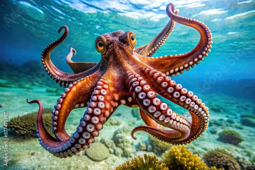 Common octopus (Octopus vulgaris) Wildlife animal, vulgaris), (Octopus, octopus © joompon