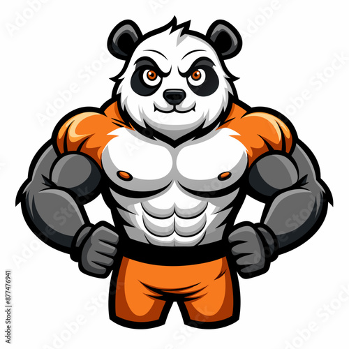 panda mascot vector art illustration strong